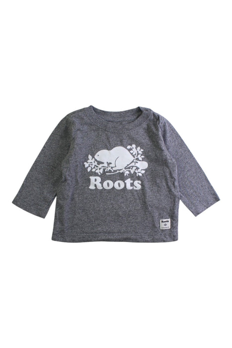 A Grey Long Sleeve T Shirts from Roots in size 3-6M for neutral. (Front View)