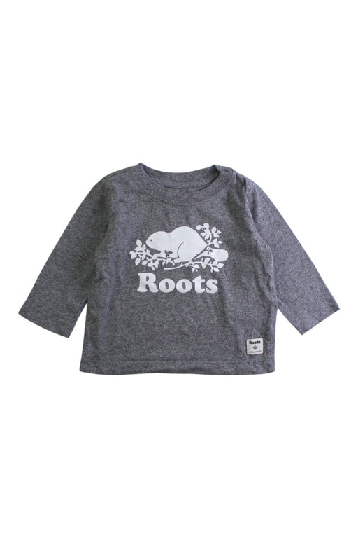 A Grey Long Sleeve T Shirts from Roots in size 3-6M for neutral. (Front View)