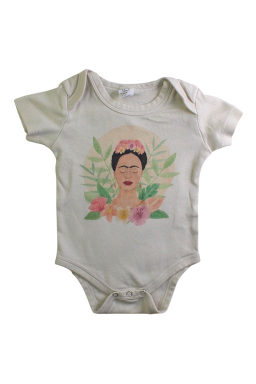 A Beige Short Sleeve Bodysuits from Colored Organics in size 3-6M for girl. (Front View)