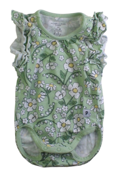 A Green Sleeveless Bodysuits from Polarn O. Pyret in size Newborn for girl. (Front View)