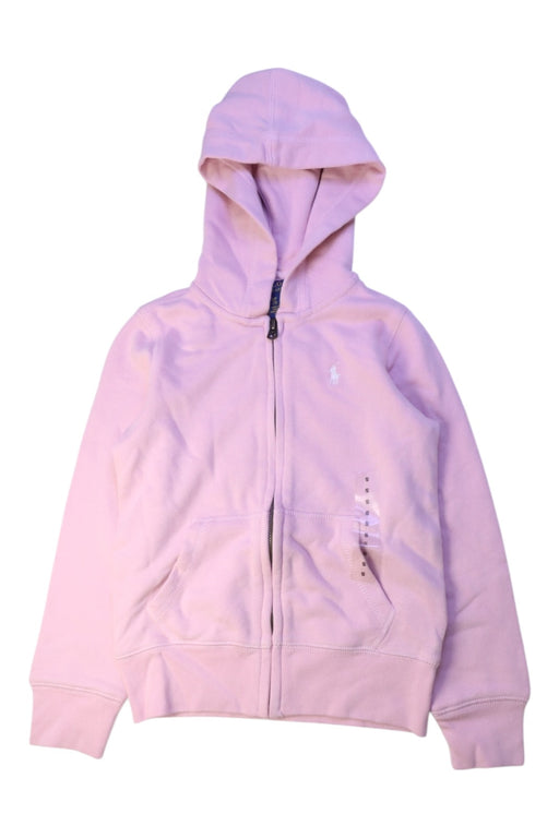 A Pink Zippered Sweatshirts from Polo Ralph Lauren in size 7Y for girl. (Front View)