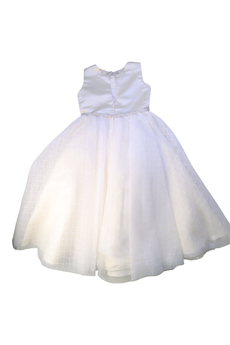 A White Sleeveless Dresses from Joan Calabrese in size 6T for girl. (Back View)
