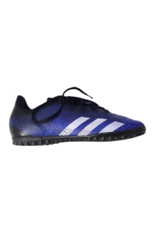 A Blue Cleats/Soccer Shoes from Adidas in size 10Y for boy. (Front View)