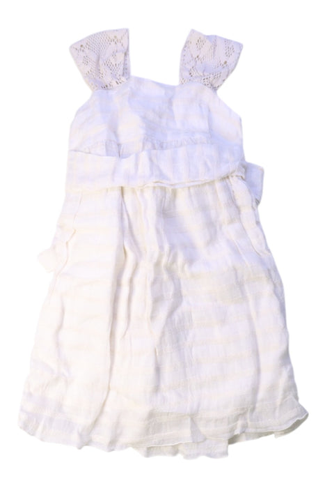 A White Sleeveless Dresses from Nanos in size 6T for girl. (Front View)