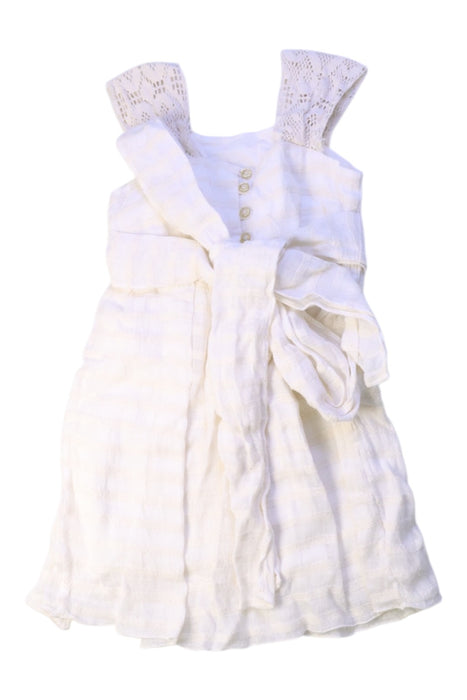 A White Sleeveless Dresses from Nanos in size 6T for girl. (Back View)