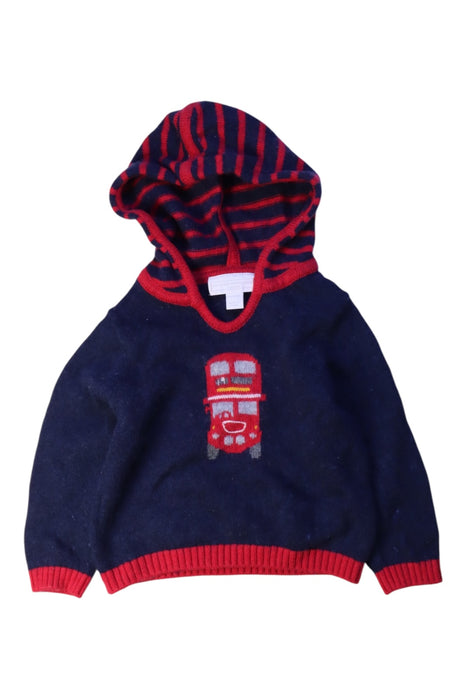 A Navy Hooded Sweatshirts from The Little White Company in size 3-6M for boy. (Front View)
