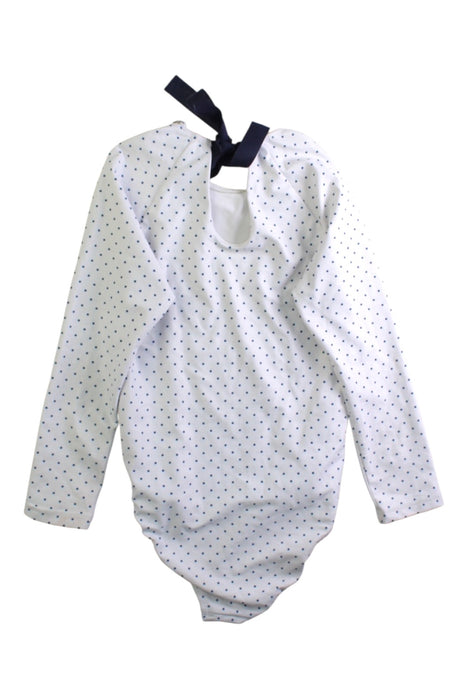 A White Swimsuits from Minnow in size 7Y for girl. (Back View)