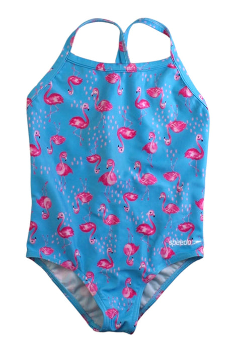 A Blue Swimsuits from Speedo in size 6T for girl. (Front View)