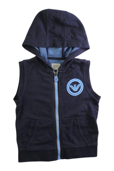 A Navy Outerwear Vests from Armani in size 4T for boy. (Front View)