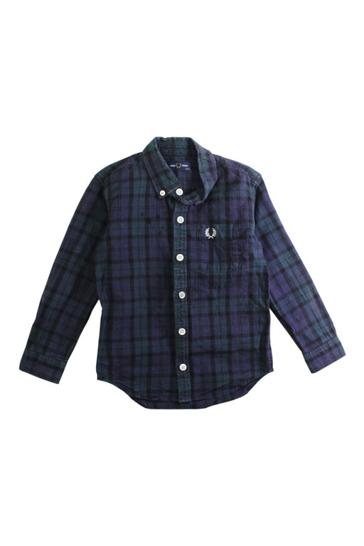 A Navy Long Sleeve Shirts from Fred Perry in size 4T for boy. (Front View)