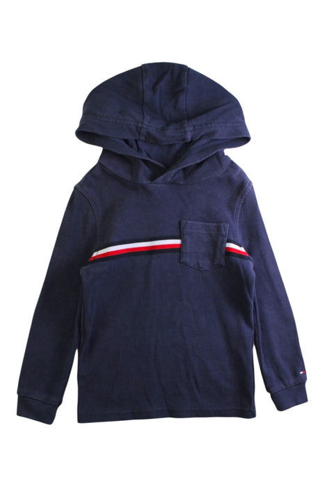 A Navy Hooded Sweatshirts from Tommy Hilfiger in size 5T for boy. (Front View)