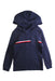 A Navy Hooded Sweatshirts from Tommy Hilfiger in size 5T for boy. (Front View)