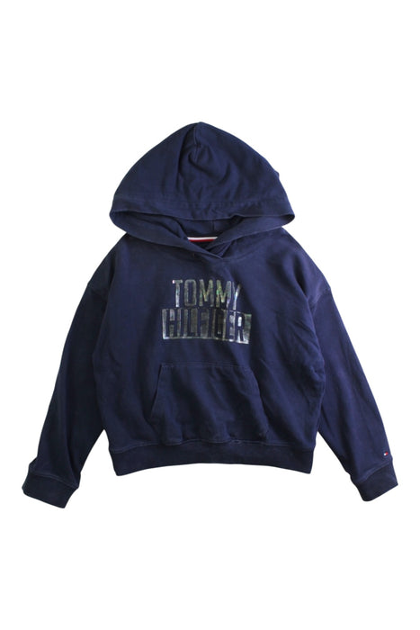 A Navy Hooded Sweatshirts from Tommy Hilfiger in size 5T for boy. (Front View)