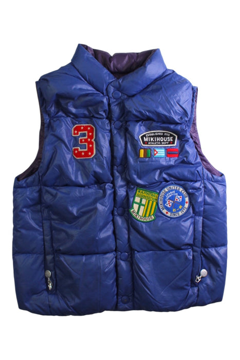 A Blue Outerwear Vests from Miki House in size 5T for boy. (Front View)