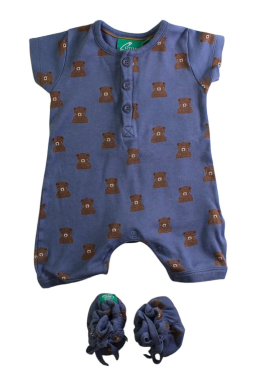 A Blue Short Sleeve Rompers from Little Green Radicals in size 0-3M for boy. (Front View)