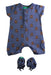 A Blue Short Sleeve Rompers from Little Green Radicals in size 0-3M for boy. (Front View)