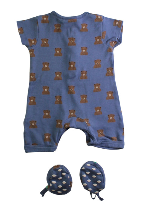 A Blue Short Sleeve Rompers from Little Green Radicals in size 0-3M for boy. (Back View)