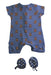 A Blue Short Sleeve Rompers from Little Green Radicals in size 0-3M for boy. (Back View)
