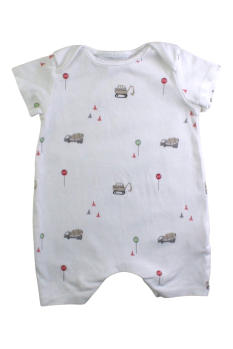 A White Short Sleeve Rompers from The Little White Company in size 3-6M for boy. (Front View)