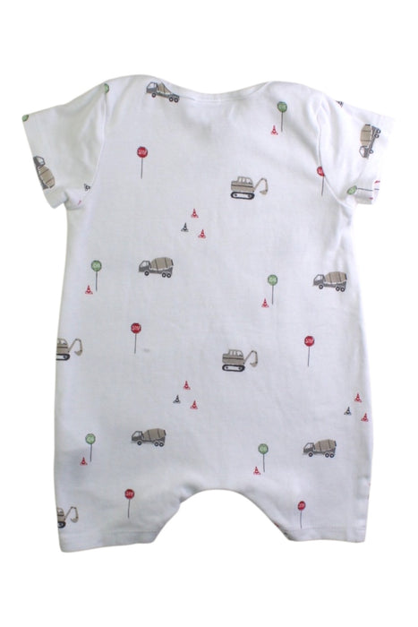 A White Short Sleeve Rompers from The Little White Company in size 3-6M for boy. (Back View)