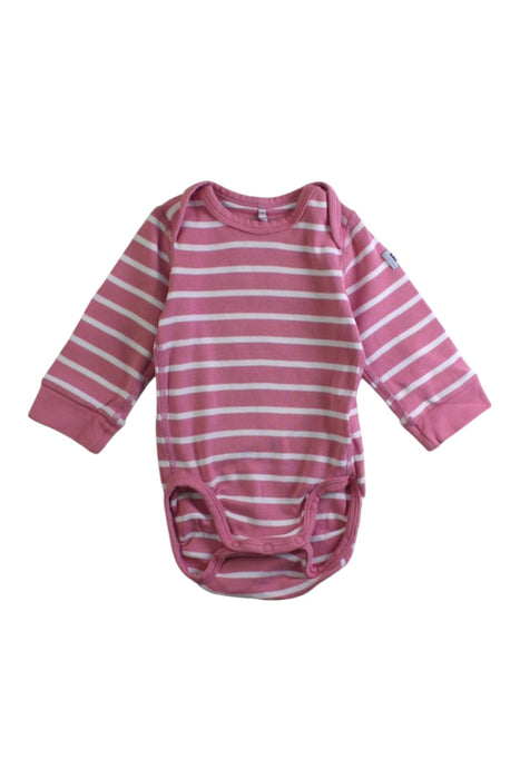 A Pink Long Sleeve Bodysuits from Polarn O. Pyret in size 0-3M for girl. (Front View)
