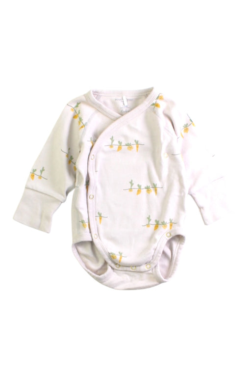 A Beige Long Sleeve Bodysuits from Polarn O. Pyret in size 0-3M for neutral. (Front View)