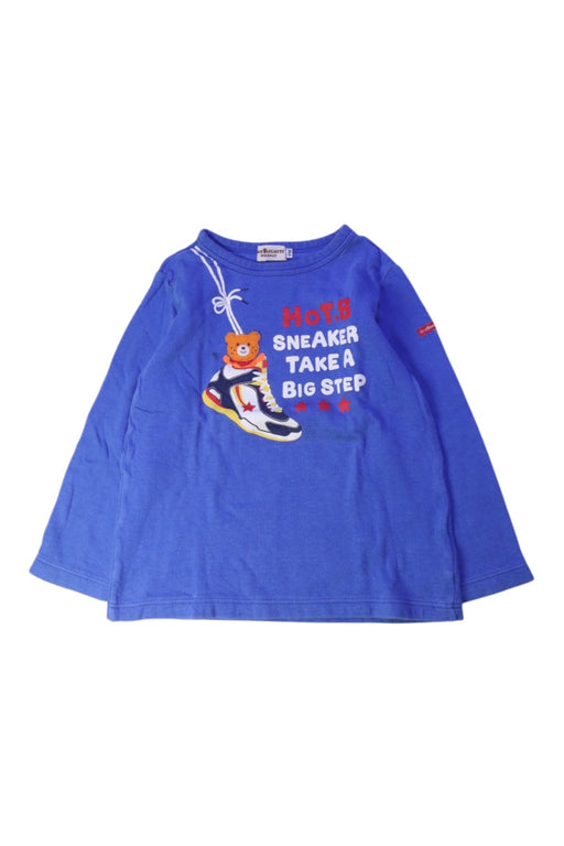 A Blue Long Sleeve T Shirts from Miki House in size 4T for boy. (Front View)