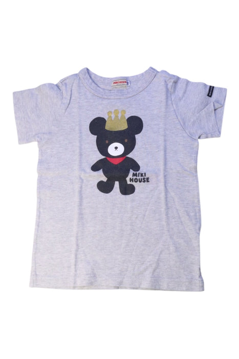 A Grey Short Sleeve T Shirts from Miki House in size 4T for boy. (Front View)