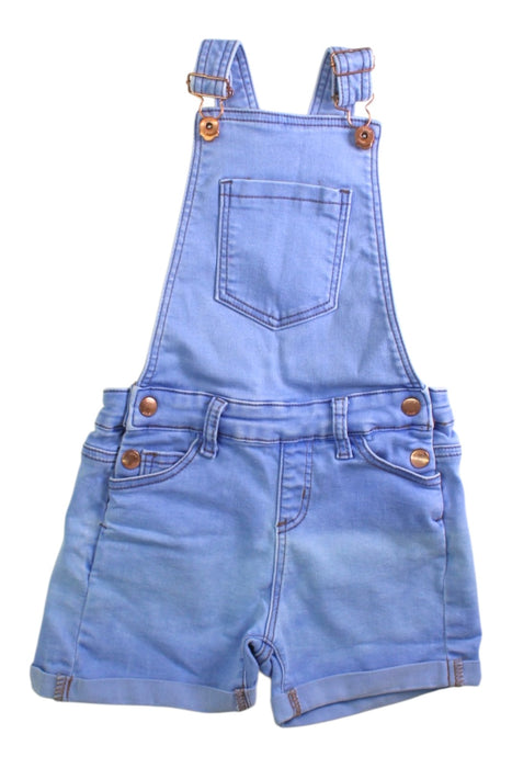 A Blue Overall Shorts from Seed in size 5T for neutral. (Front View)