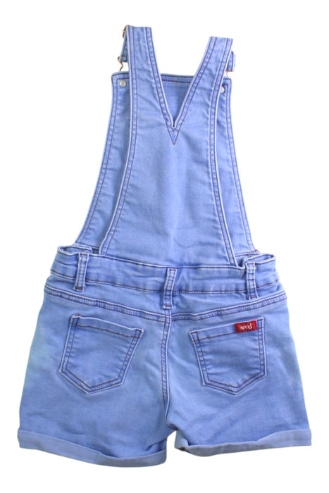 A Blue Overall Shorts from Seed in size 5T for neutral. (Back View)