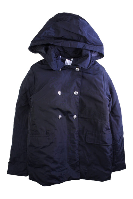 A Navy Coats from Jacadi in size 10Y for girl. (Front View)
