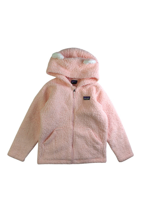 A Pink Hooded Sweatshirts from Patagonia in size 5T for girl. (Front View)