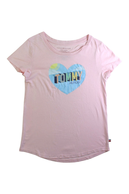 A Pink Short Sleeve T Shirts from Tommy Hilfiger in size 12Y for girl. (Front View)