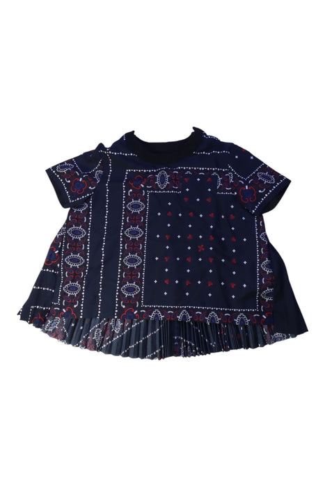 A Navy Short Sleeve Tops from Sacai in size 4T for girl. (Front View)