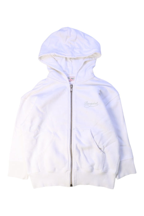 A White Zippered Sweatshirts from Bonpoint in size 4T for girl. (Front View)