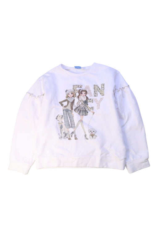 A White Crewneck Sweatshirts from Mayoral in size 7Y for girl. (Front View)