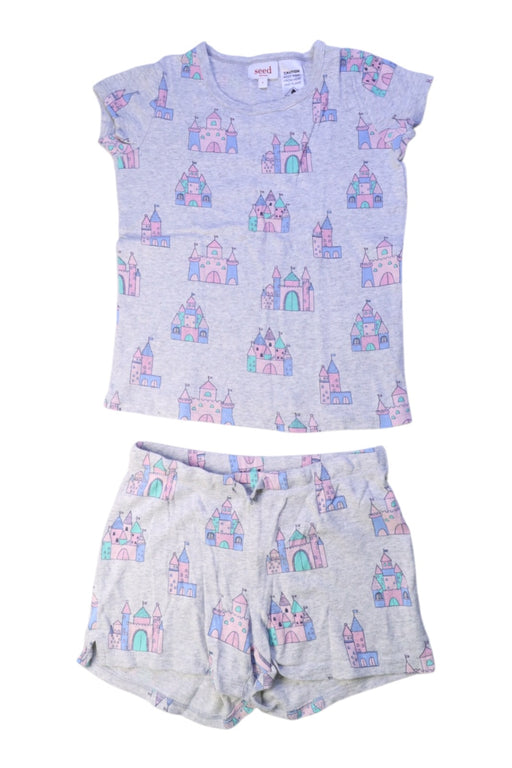A Grey Shorts Sets from Seed in size 6T for girl. (Front View)