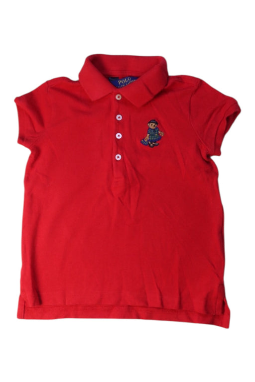A Red Short Sleeve Polos from Polo Ralph Lauren in size 5T for boy. (Front View)