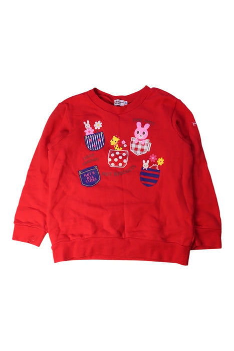 A Red Crewneck Sweatshirts from Miki House in size 5T for girl. (Front View)