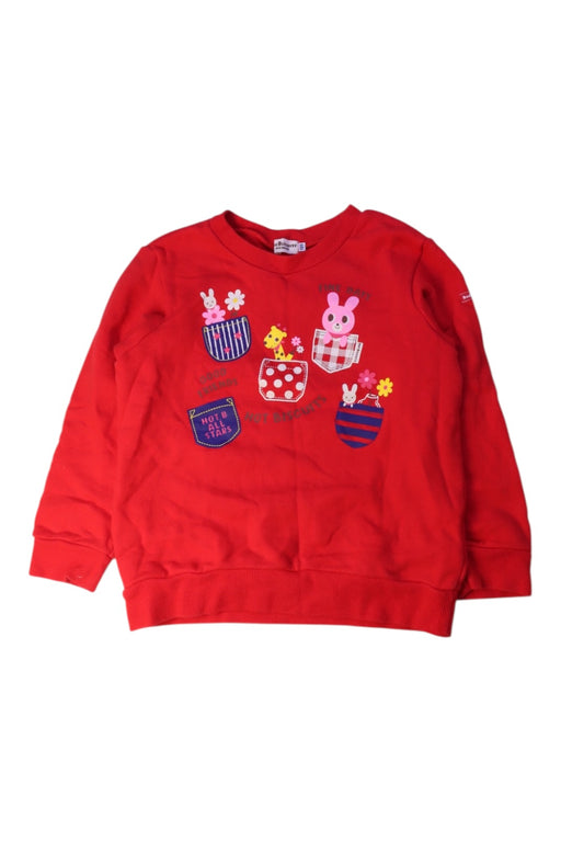 A Red Crewneck Sweatshirts from Miki House in size 5T for girl. (Front View)