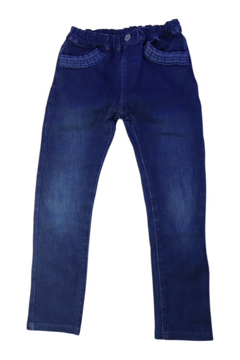 A Navy Jeans from Miki House in size 4T for girl. (Front View)