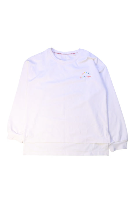 A White Long Sleeve T Shirts from Moody Tiger in size 5T for girl. (Front View)