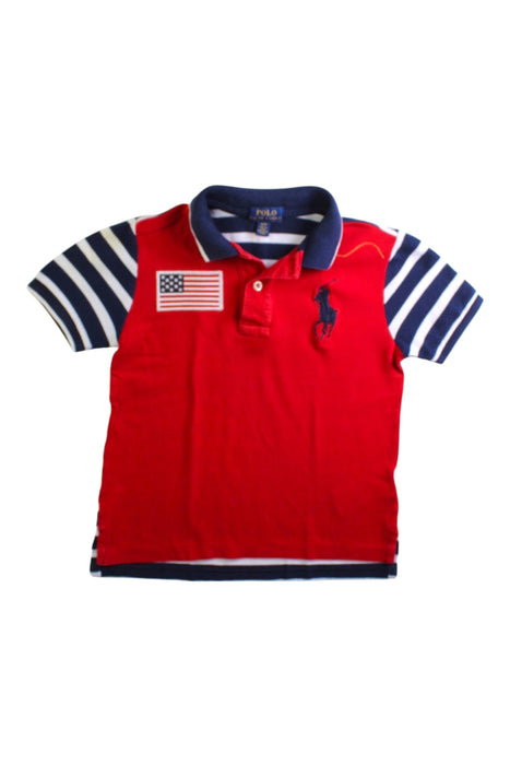 A Red Short Sleeve Polos from Polo Ralph Lauren in size 4T for boy. (Front View)