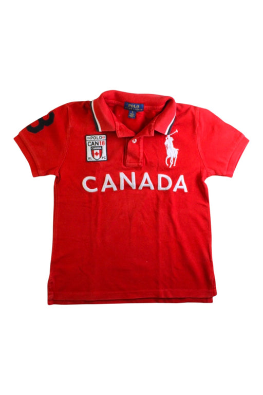 A Red Short Sleeve Polos from Polo Ralph Lauren in size 5T for boy. (Front View)