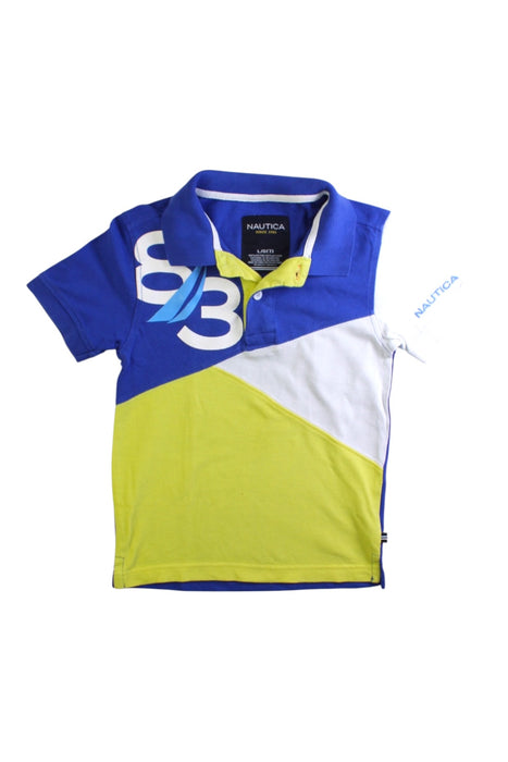 A Blue Short Sleeve Polos from Nautica in size 7Y for boy. (Front View)