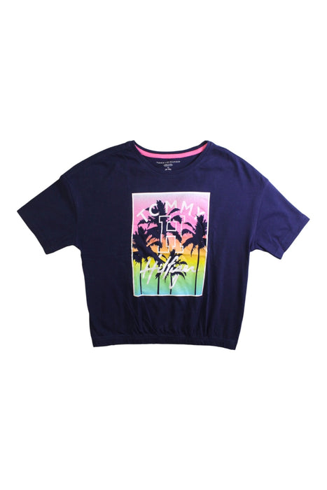 A Navy Short Sleeve T Shirts from Tommy Hilfiger in size 8Y for girl. (Front View)