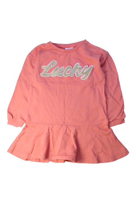 A Pink Long Sleeve Dresses from Seed in size 6T for girl. (Front View)