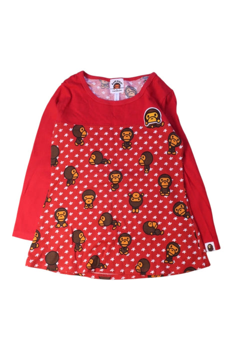 A Red Long Sleeve Tops from Bape by A Bathing Ape in size 4T for girl. (Front View)