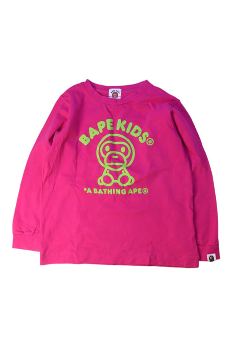 A Pink Long Sleeve T Shirts from Bape by A Bathing Ape in size 5T for girl. (Front View)