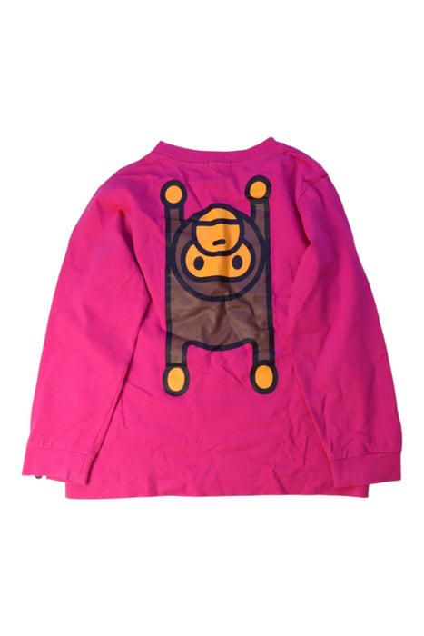 A Pink Long Sleeve T Shirts from Bape by A Bathing Ape in size 5T for girl. (Back View)
